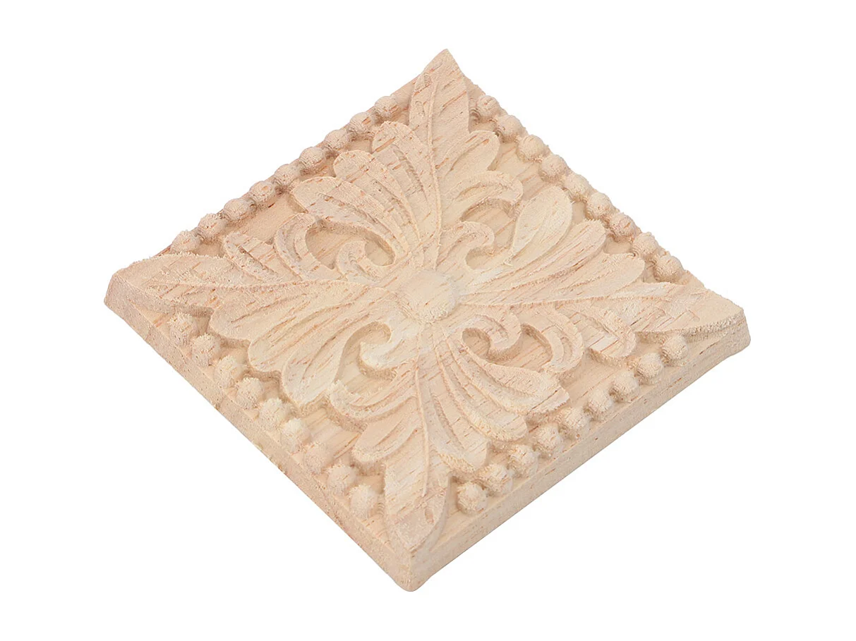 4 piezas de calcomanías de apliques de cuadros tallados sin pintar para decoración de muebles (B)