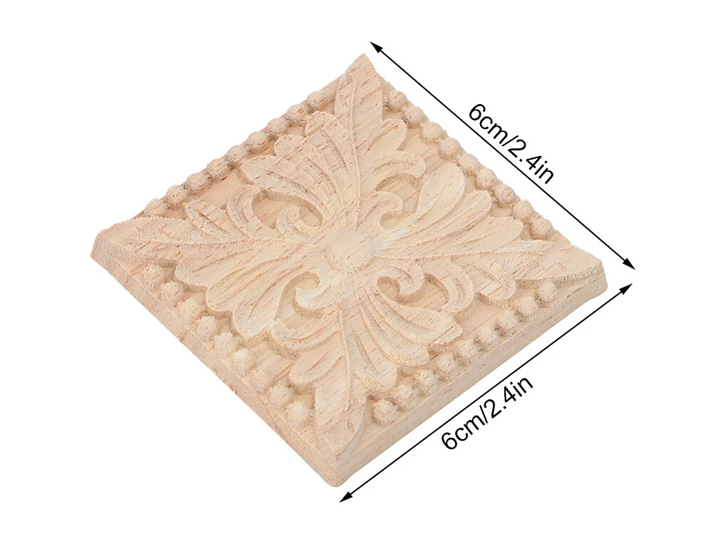 4 pezzi intaglio a scacchi applique non verniciato decalcomania per decorazione mobili (B)