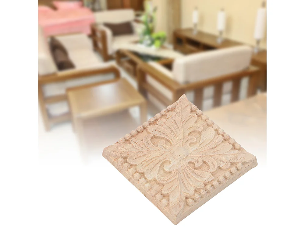 4 pezzi intaglio a scacchi applique non verniciato decalcomania per decorazione mobili (B)