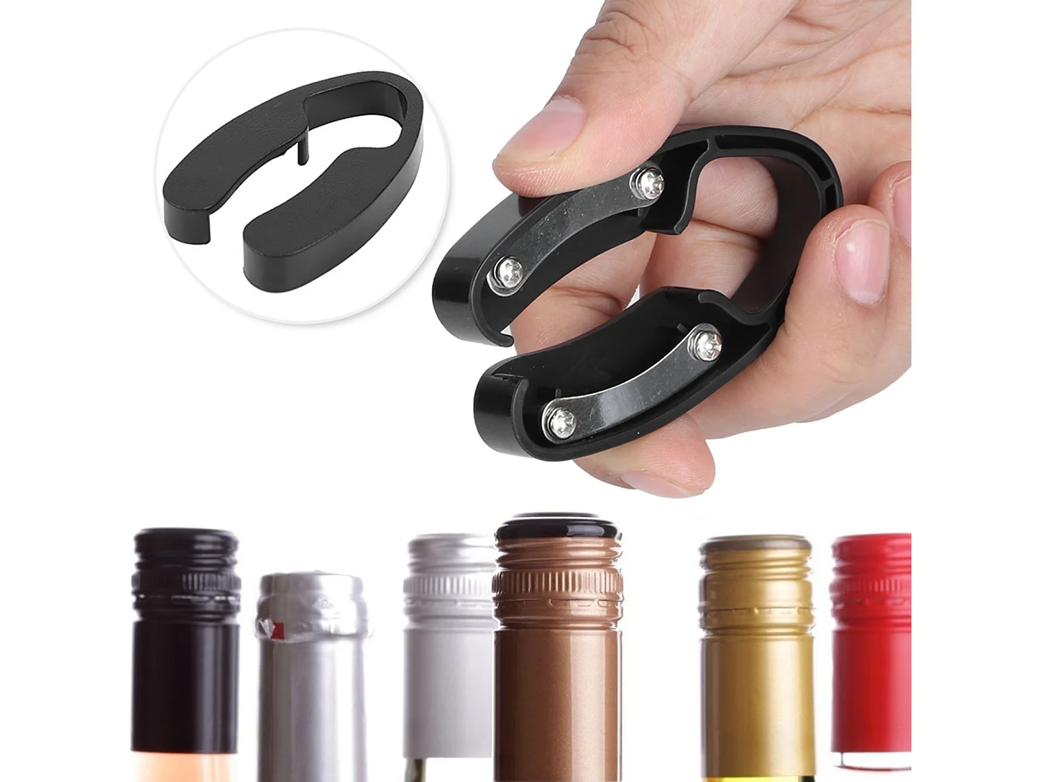 Apribottiglie per vino facile, lama per taglierina per carta stagnola per bottiglie di vino, apribottiglie per involucri di latta (nero)