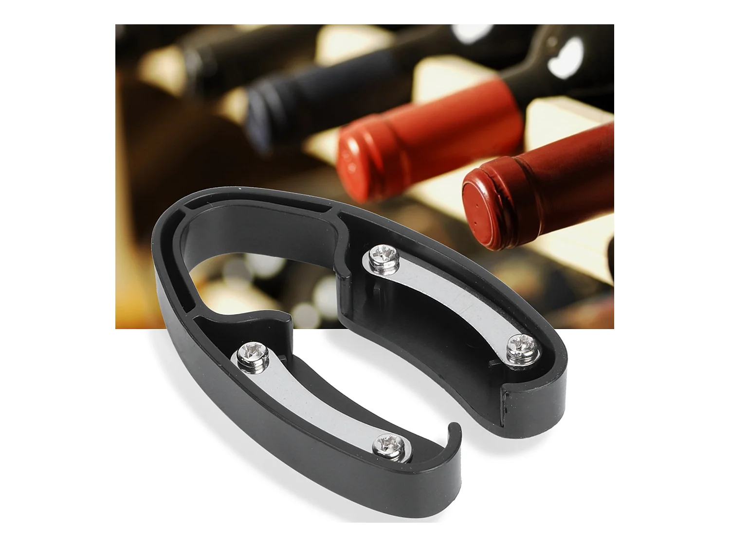 Ouvre-bouteille de vin facile à utiliser, coupe-papier pour bouteilles de vin, ouvre-boîte (noir)