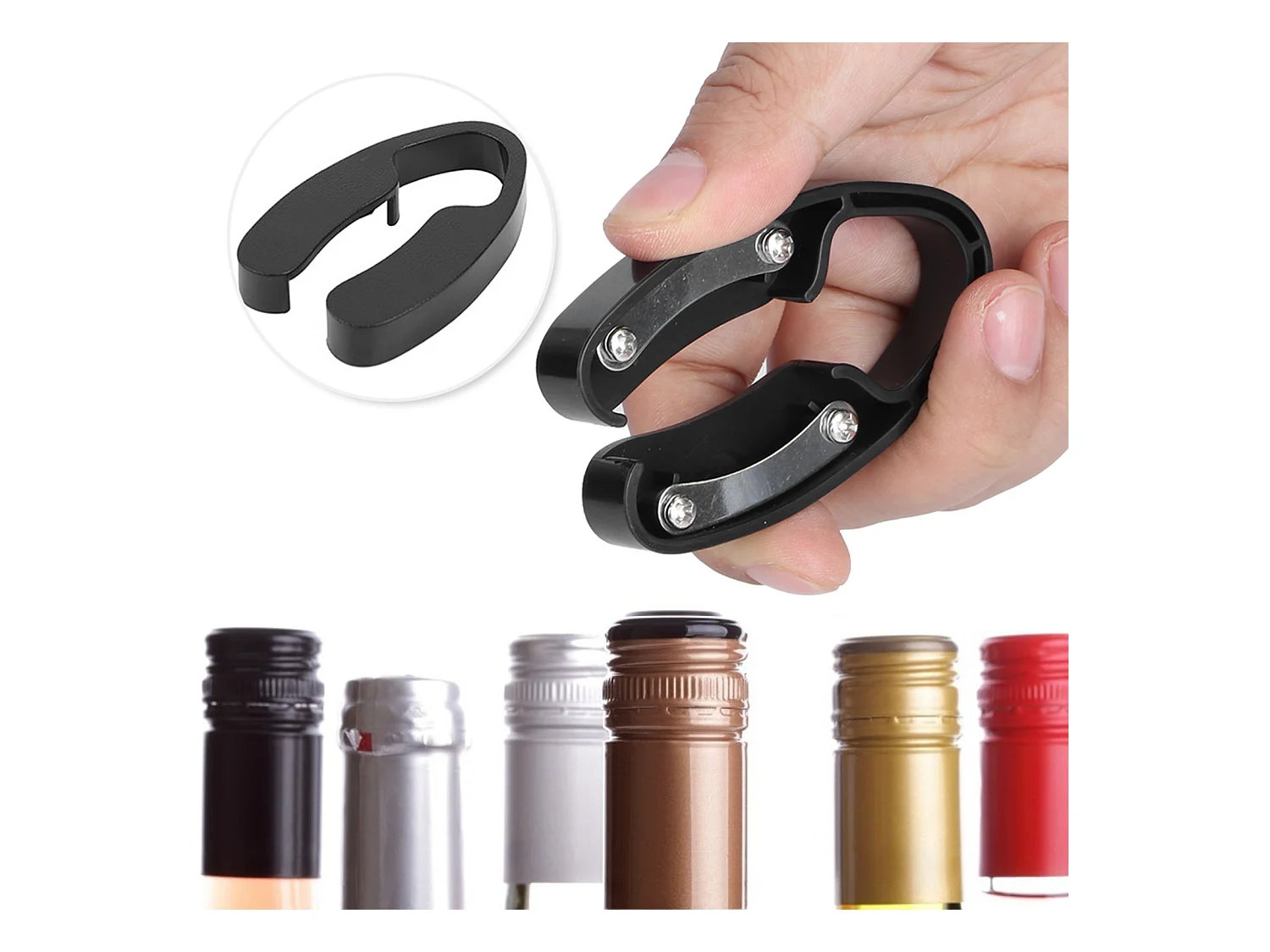 Ouvre-bouteille de vin facile à utiliser, coupe-papier pour bouteilles de vin, ouvre-boîte (noir)
