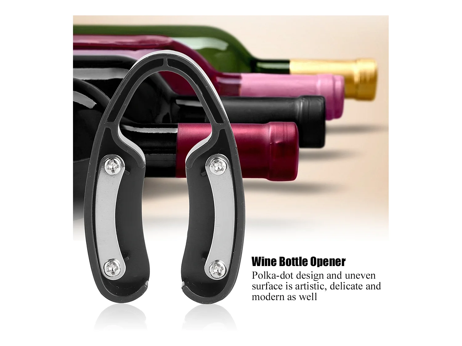 Ouvre-bouteille de vin facile à utiliser, coupe-papier pour bouteilles de vin, ouvre-boîte (noir)