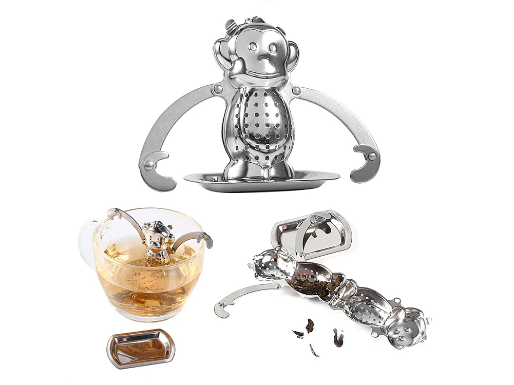 Lindo filtro colador de bolas infusor de hojas de té sueltas de acero inoxidable difusor de especias de hierbas mono