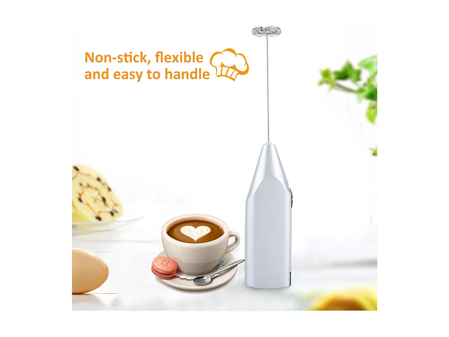 Batedor de ovos elétrico portátil doméstico, batedor de ovos, batedor de leite, espumador