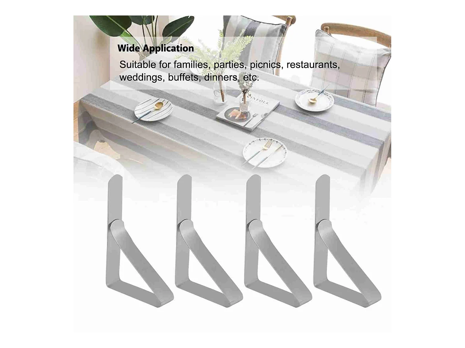4 stuks grote tafelkleedhoesklemmen roestvrij staal antislip tafelkleedhouderklemmen 10,5 * 7 cm