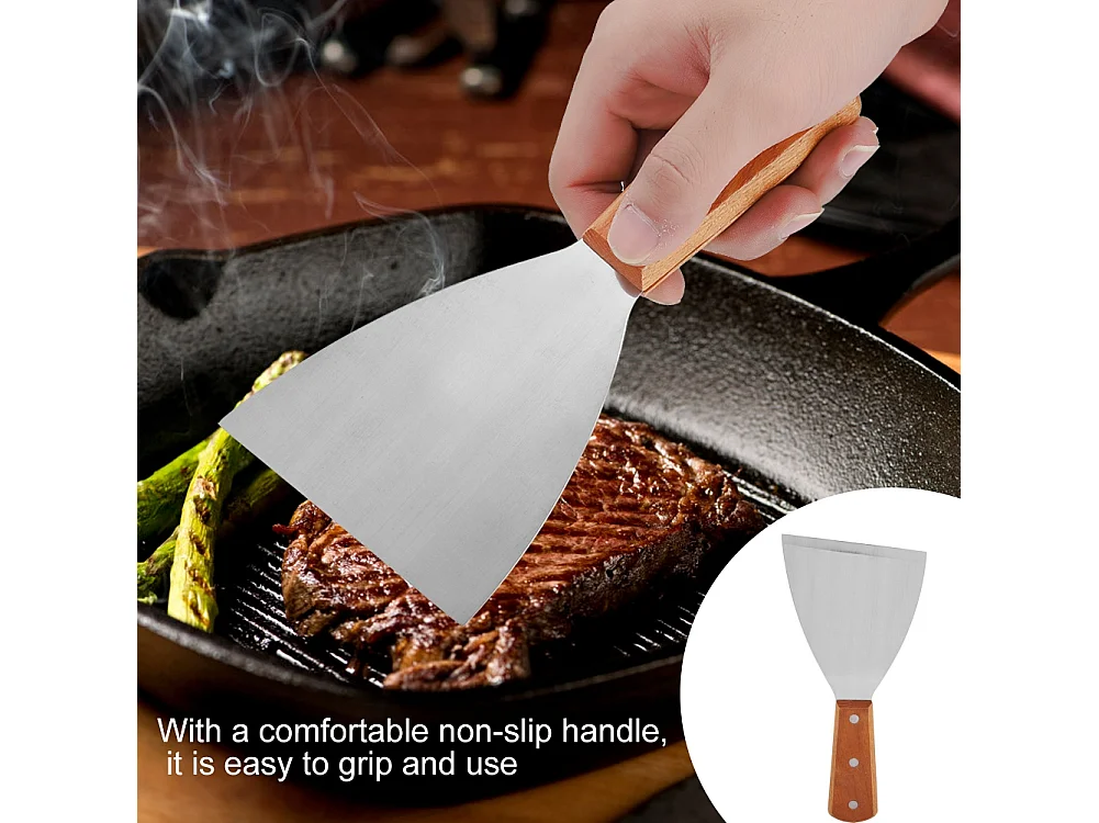 Spatule à steak en acier inoxydable antiadhésive résistante à la chaleur pour barbecue