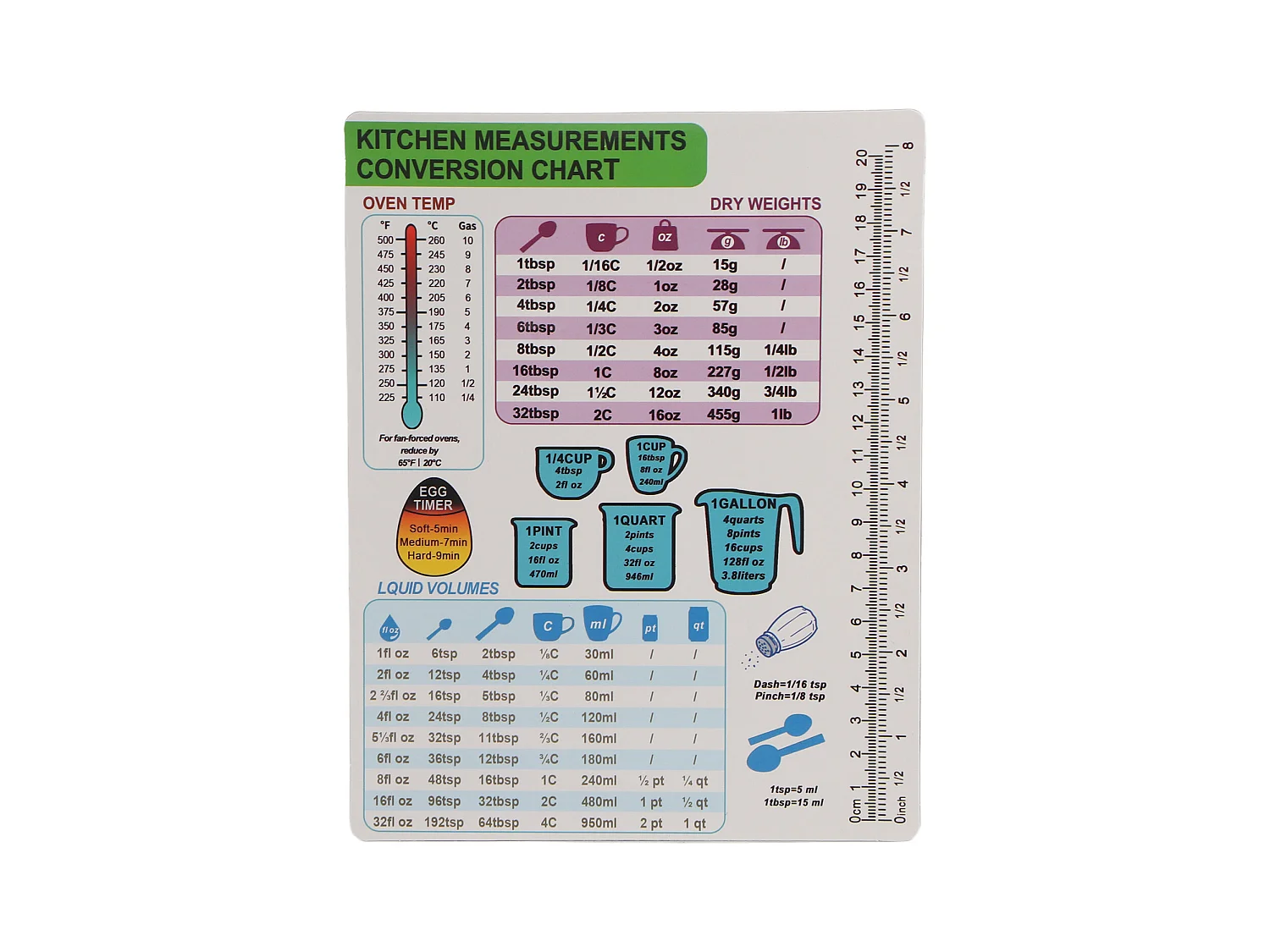 Tableau de conversion de cuisine Guide de température de liquide de poids magnétique Accessoire de cuisine 1 pièce
