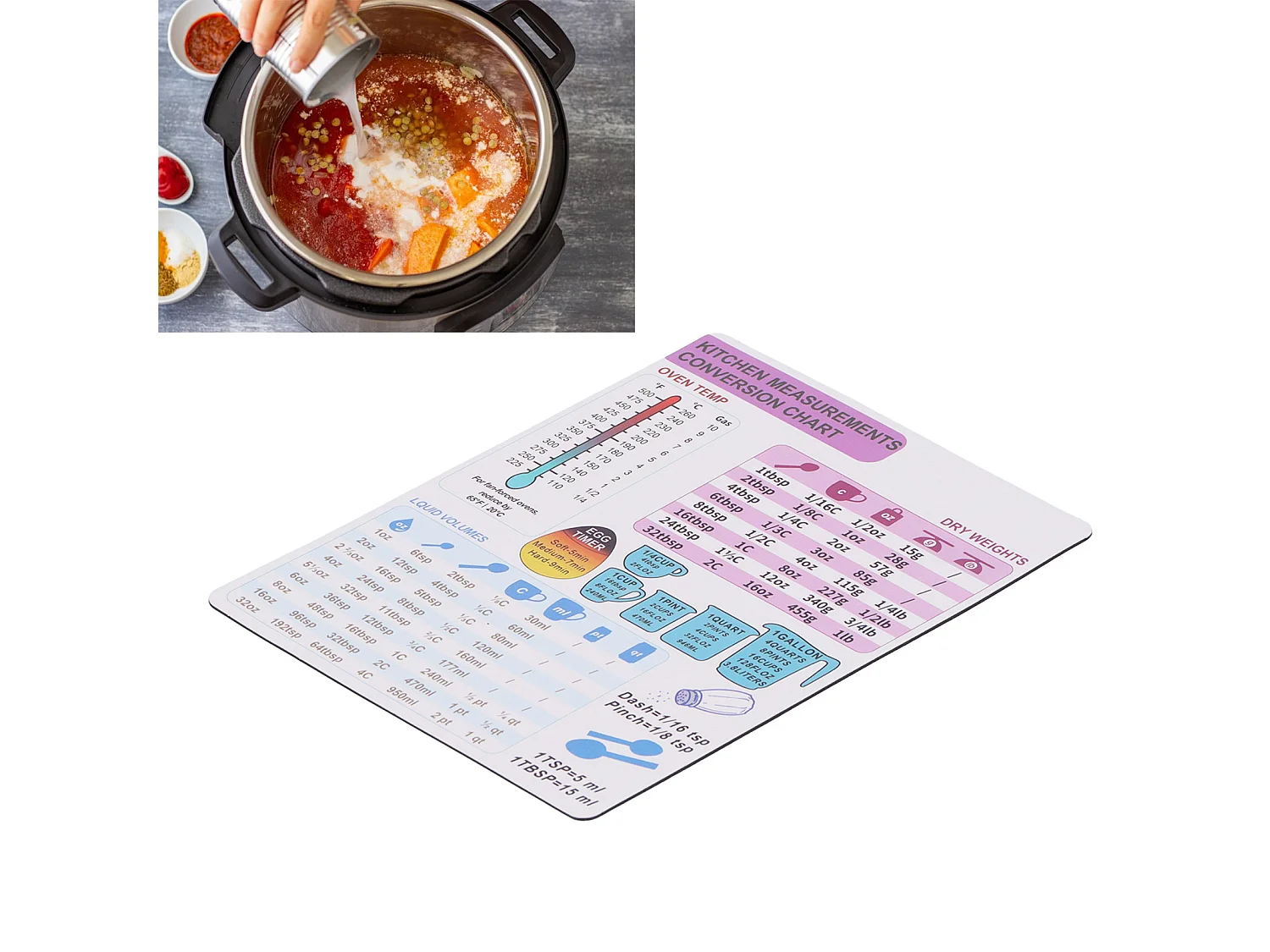 Tableau de conversion de cuisine Guide de température de liquide de poids magnétique Accessoire de cuisine 1 pièce