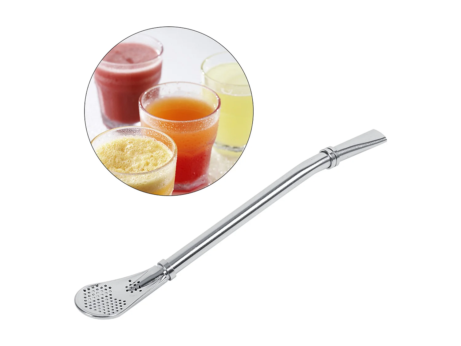 Zuverlässiger Edelstahl Yerba Mate Tee Kürbis Bombilla Trinkhalm gefiltert Löffel Silber