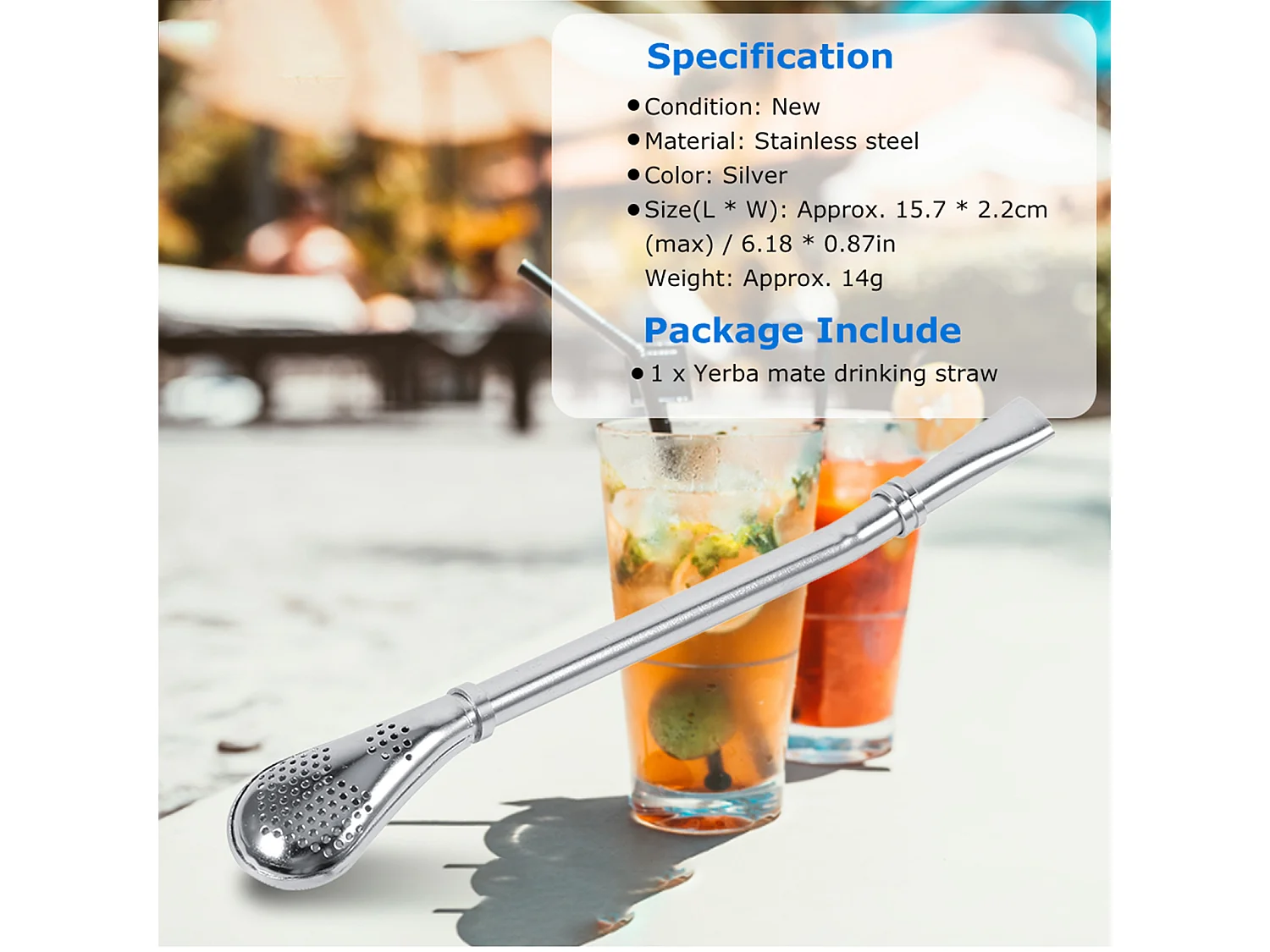 Zuverlässiger Edelstahl Yerba Mate Tee Kürbis Bombilla Trinkhalm gefiltert Löffel Silber