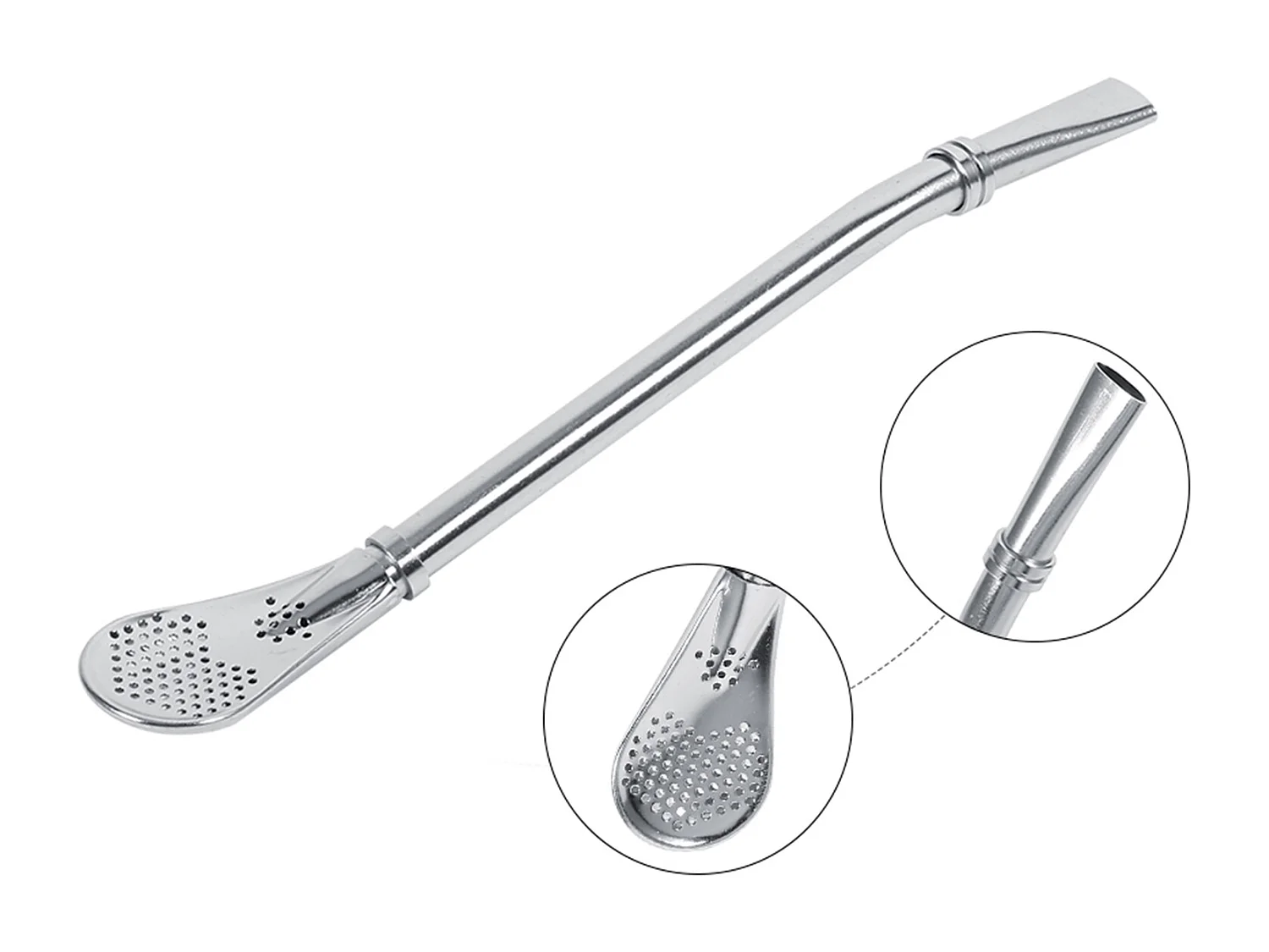 Zuverlässiger Edelstahl Yerba Mate Tee Kürbis Bombilla Trinkhalm gefiltert Löffel Silber