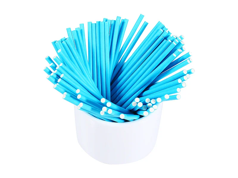 100 pezzi/set bastoncini colorati per lecca-lecca, bastoncini per cake pop, per caramelle, cioccolato, 10 cm, blu