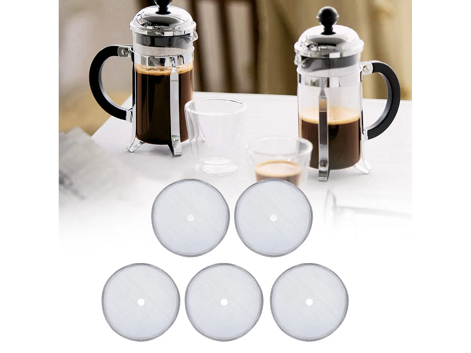 5 pezzi di filtro per caffè in acciaio inossidabile per filtro a rete per caffettiera a pressa francese da 600 ml