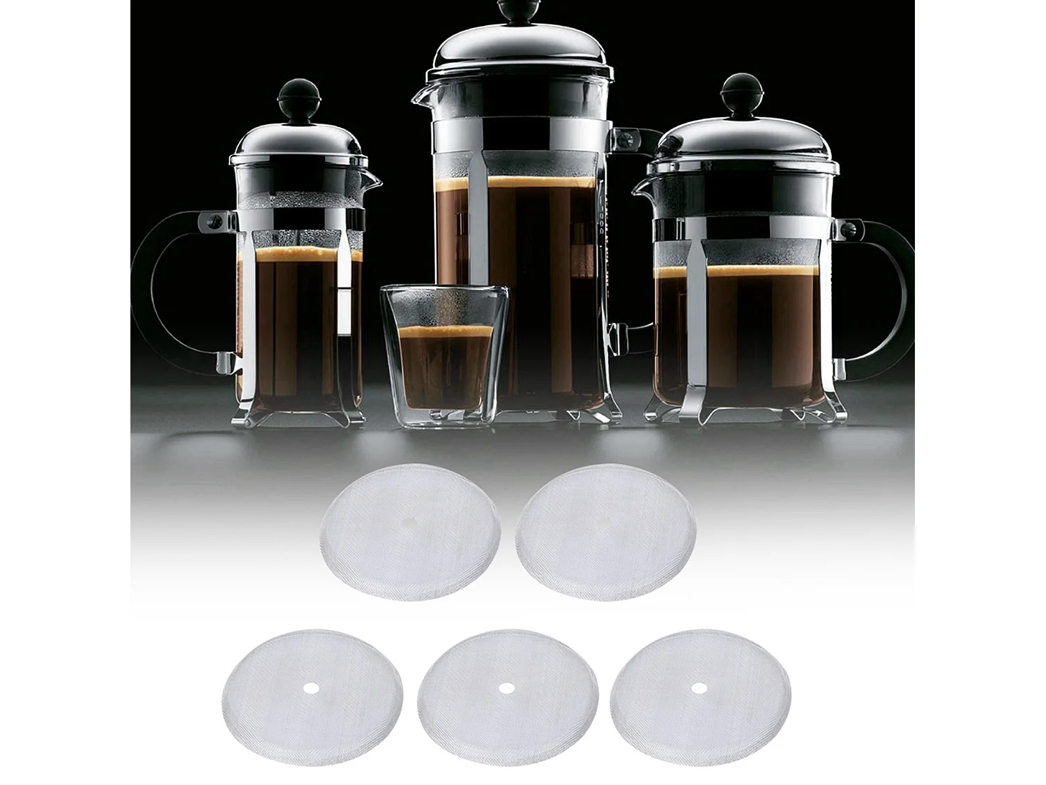5 pezzi di filtro per caffè in acciaio inossidabile per filtro a rete per caffettiera a pressa francese da 600 ml