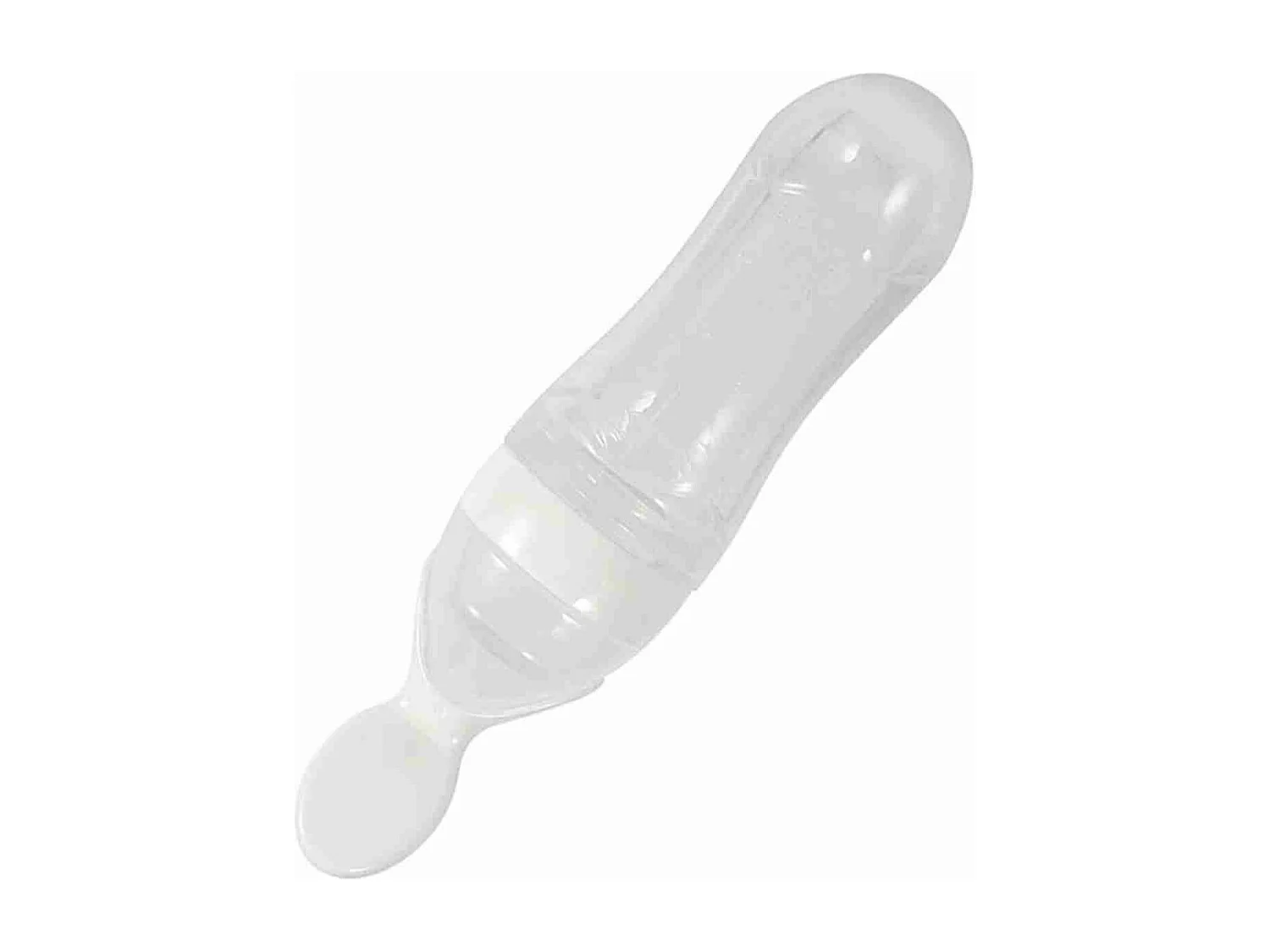 Biberon in silicone per bambini da 90 ml con cucchiaio per alimenti freschi e cereali (bianco)