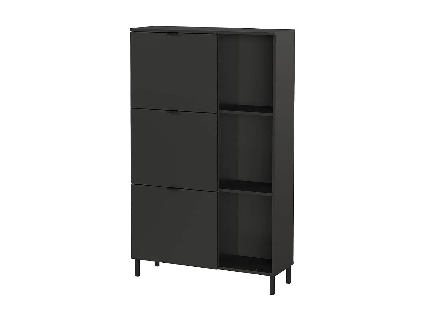 Meuble à chaussures haut - 3 paniers métal - couleur graphite Sarena