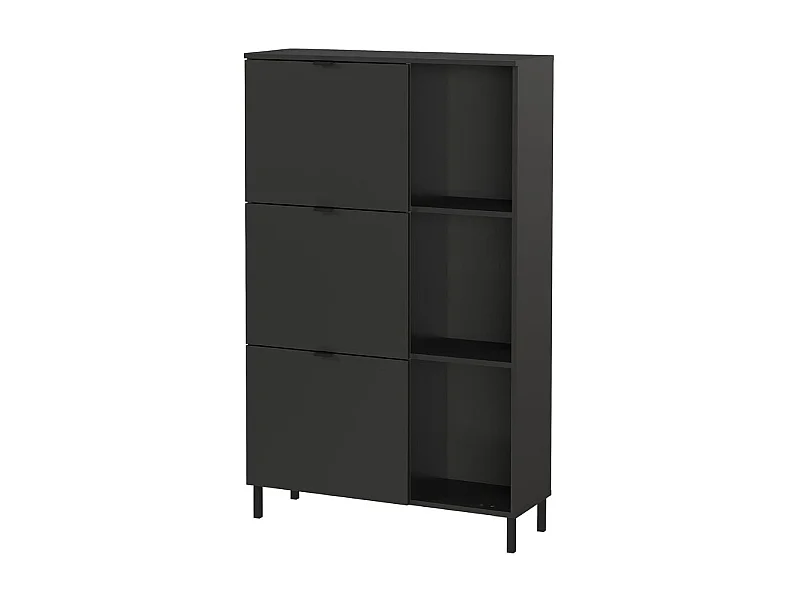 Meuble à chaussures haut - 3 paniers métal - couleur graphite Sarena