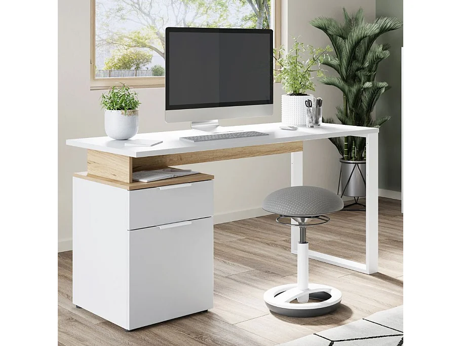 Escritorio recto con pedestal integrado 140 cm Estilo escandinavo Capi