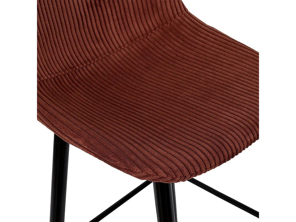 AMORY - Lot de 2 tabourets de bar en velours côtelé coloris terracotta