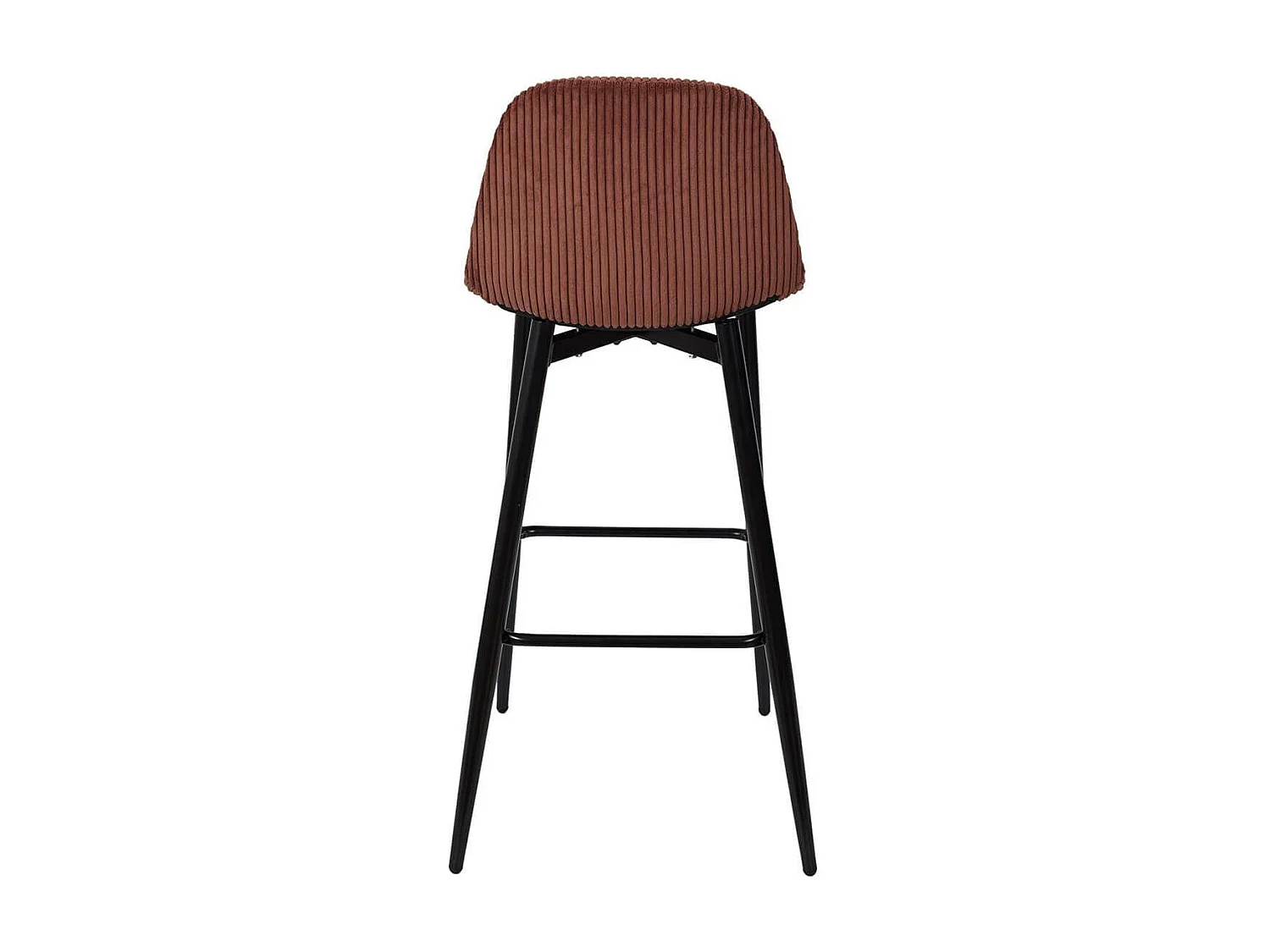 AMORY - Lot de 2 tabourets de bar en velours côtelé coloris terracotta