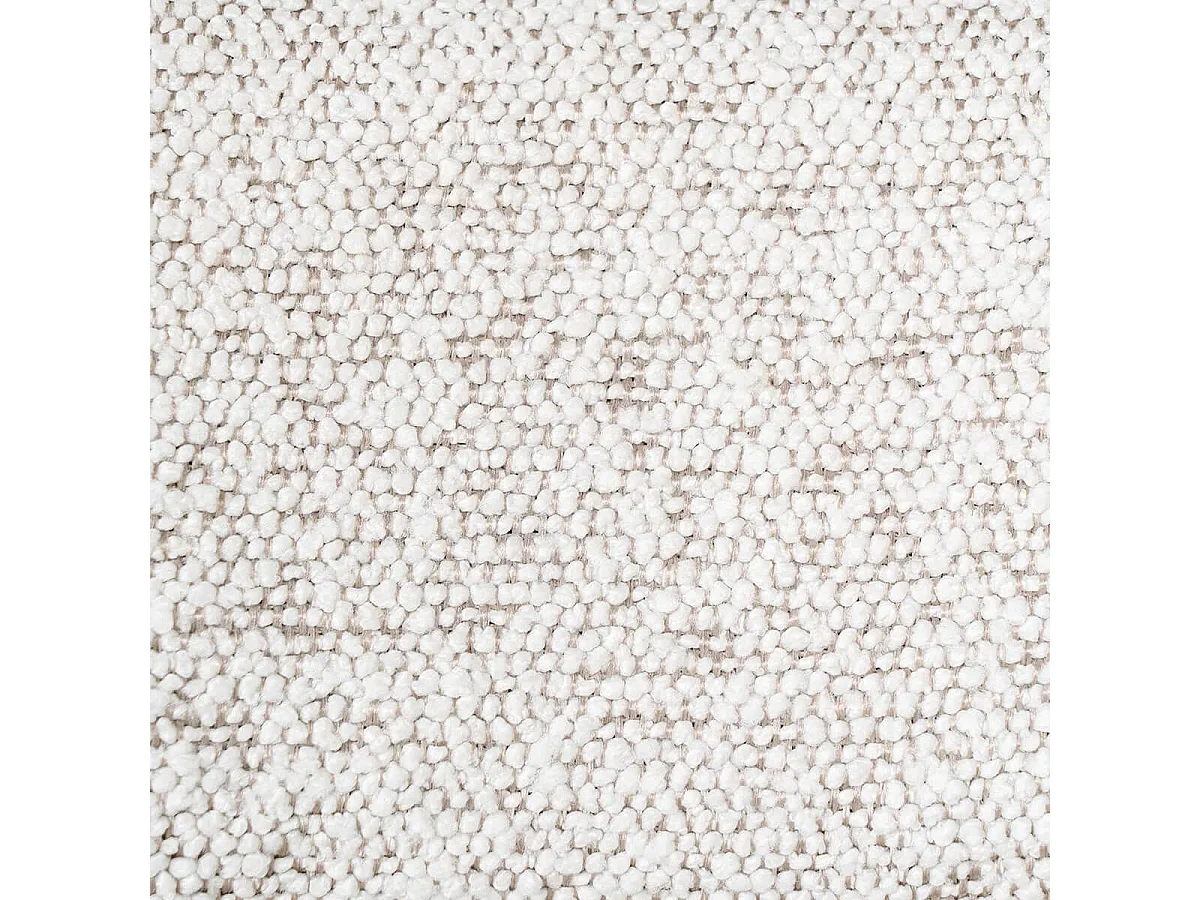 LOANA - Lot de 2 Chaises Hautes Tissu Bouclé Blanc Chiné Dossier et Pieds Métal Noir