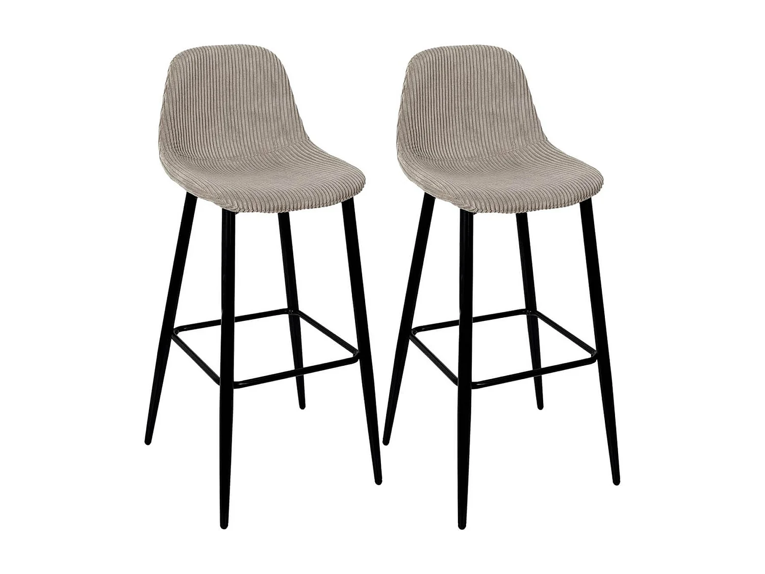 AMORY - Lot de 2 tabourets de bar en velours côtelé coloris taupe