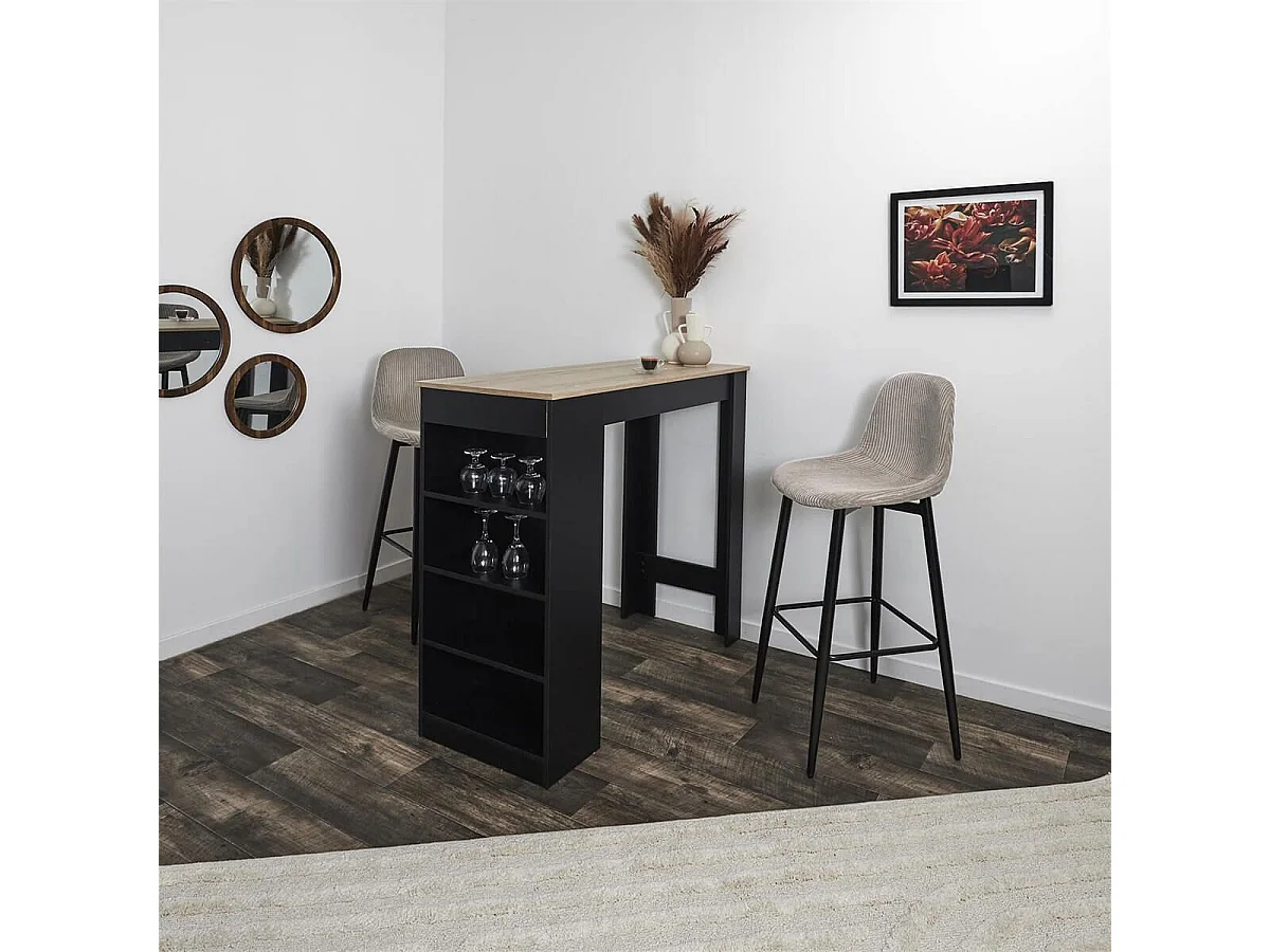 AMORY - Lot de 2 tabourets de bar en velours côtelé coloris taupe