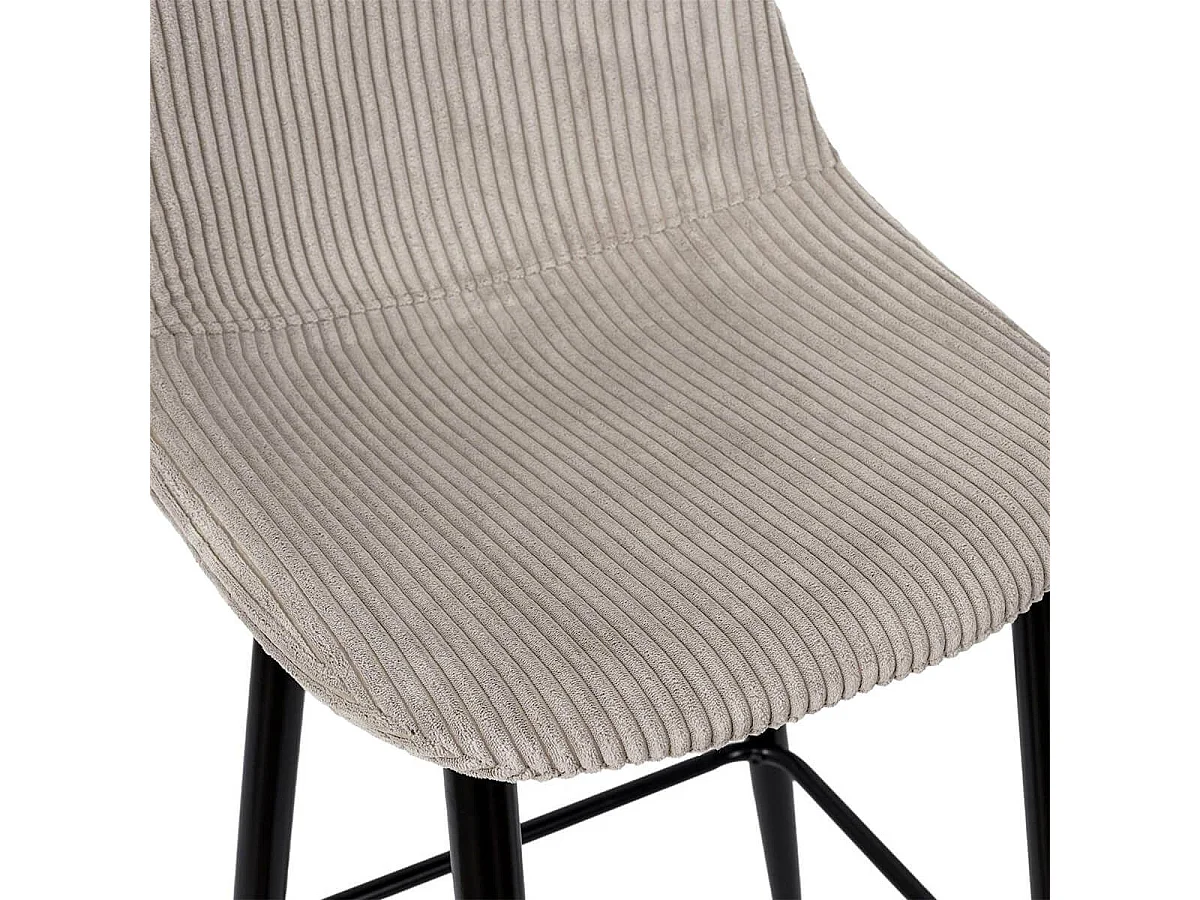 AMORY - Lot de 2 tabourets de bar en velours côtelé coloris taupe