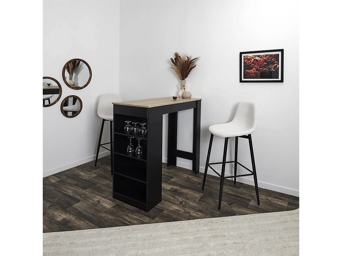 AMORY - Lot de 2 tabourets de bar en velours côtelé coloris crème