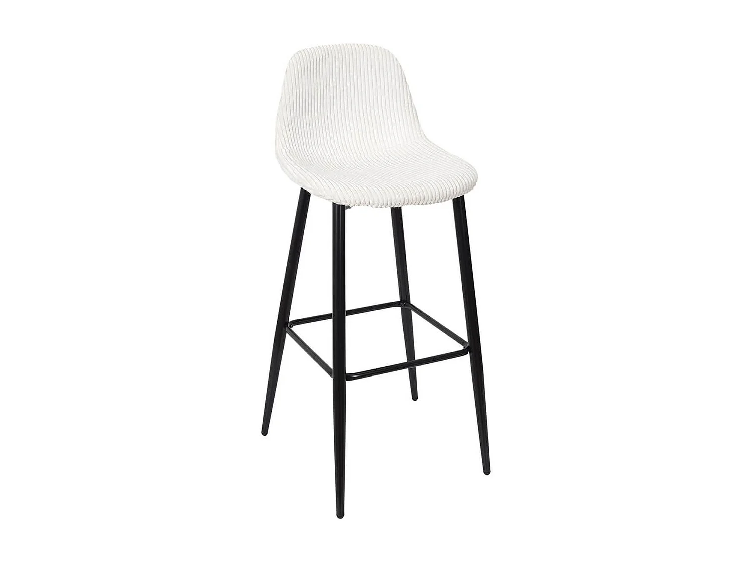 AMORY - Lot de 2 tabourets de bar en velours côtelé coloris crème