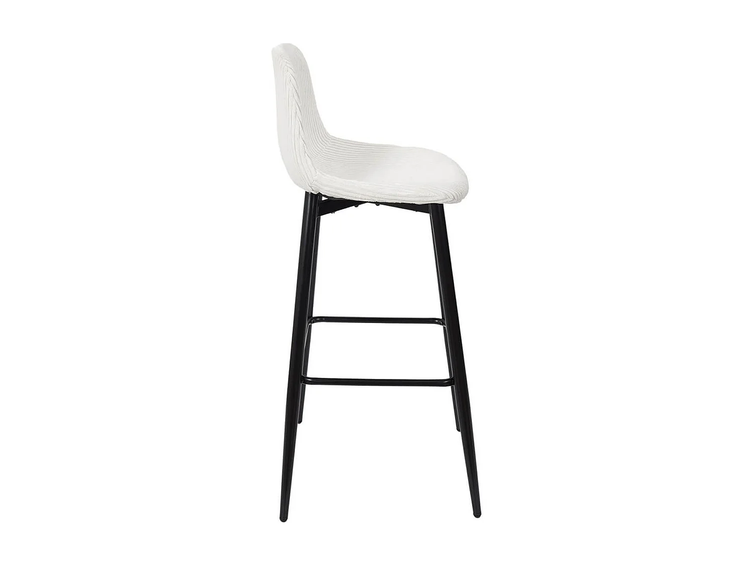 AMORY - Lot de 2 tabourets de bar en velours côtelé coloris crème