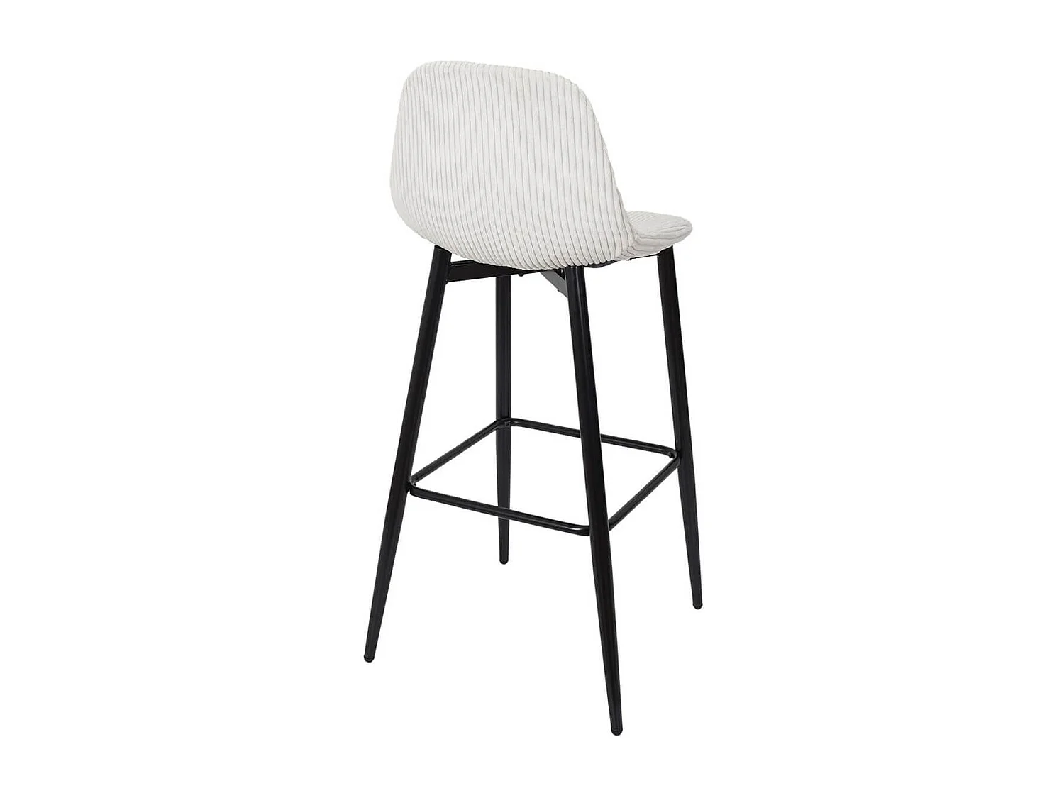 AMORY - Lot de 2 tabourets de bar en velours côtelé coloris crème