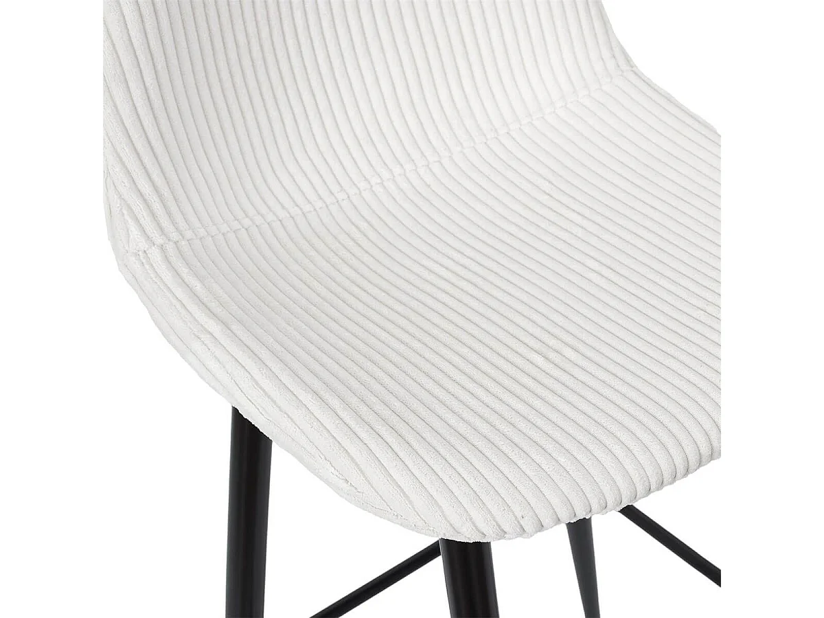 AMORY - Lot de 2 tabourets de bar en velours côtelé coloris crème