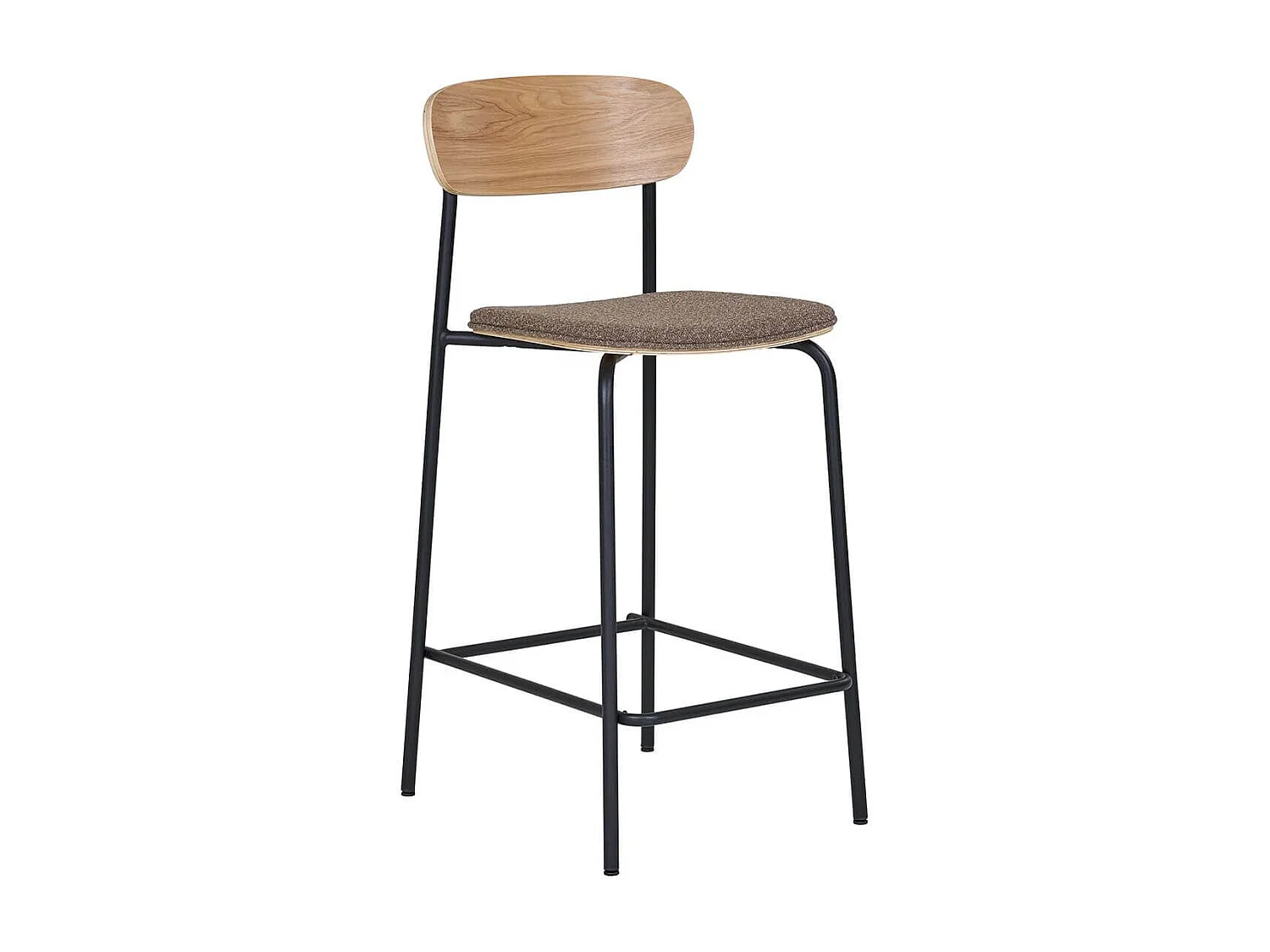 ESTELLE - Lot de 4 Chaises Hautes Dossier en Frêne Assise Pieds Métal Noir