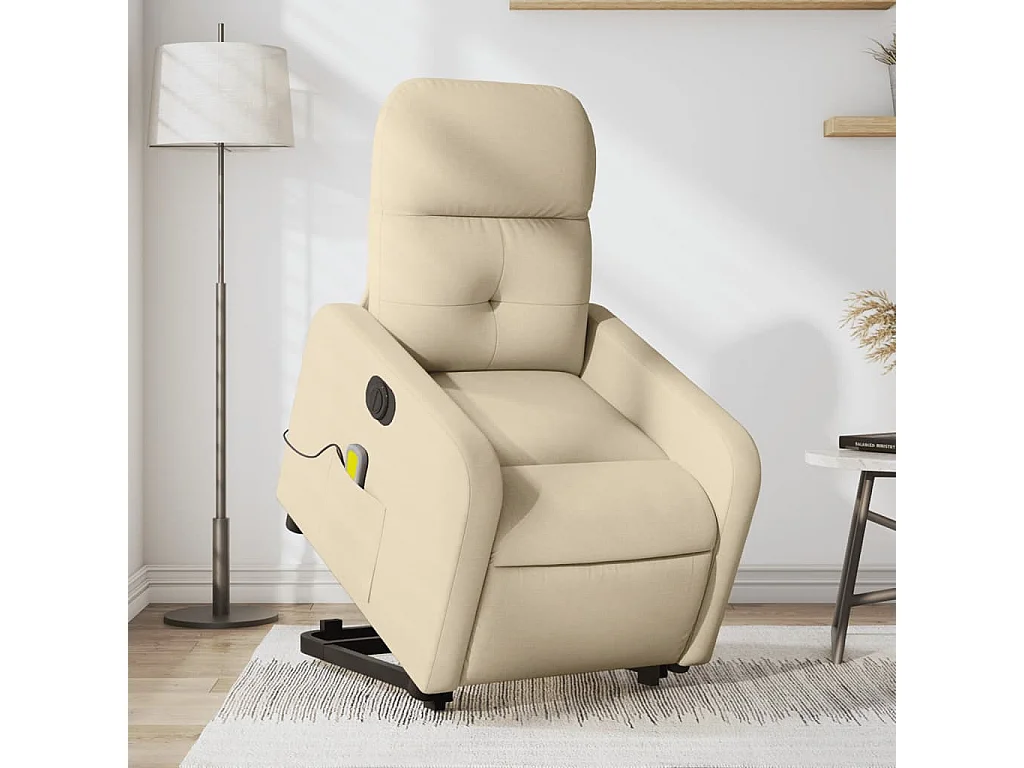 Fauteuil inclinable de massage électrique Crème Tissu