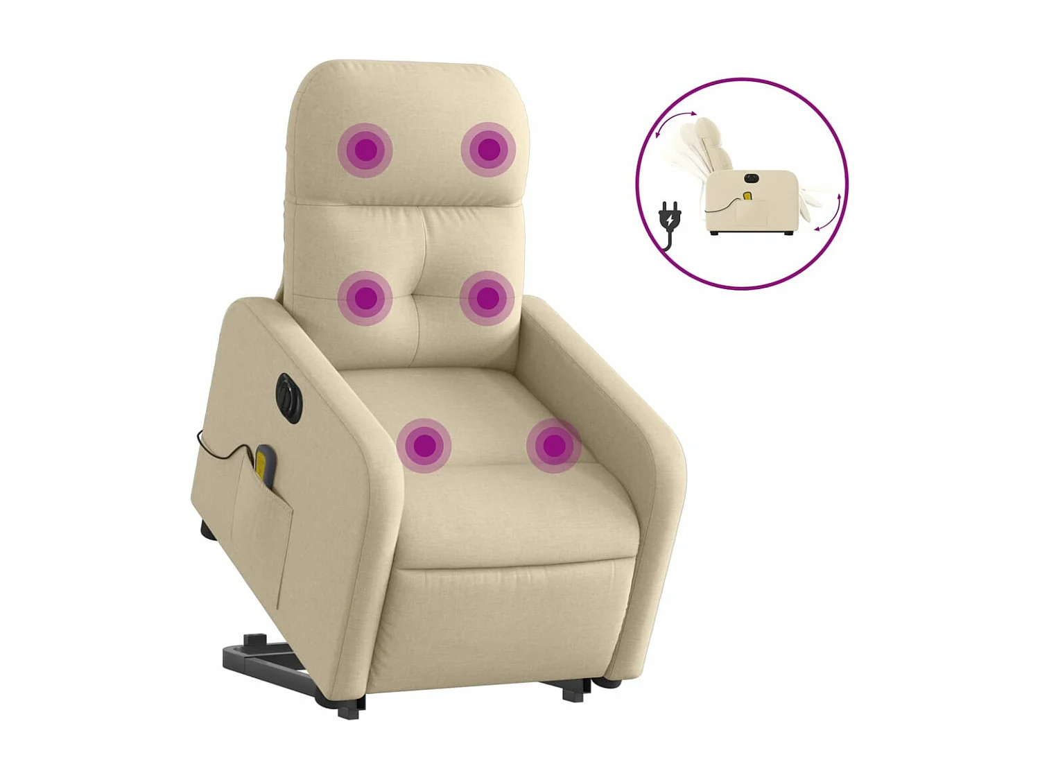 Fauteuil inclinable de massage électrique Crème Tissu