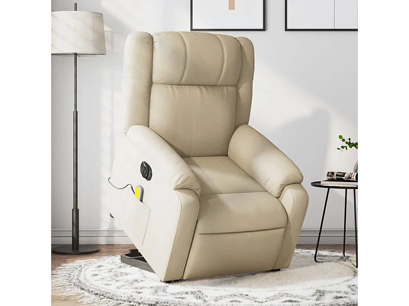 Fauteuil inclinable de massage électrique Crème Tissu