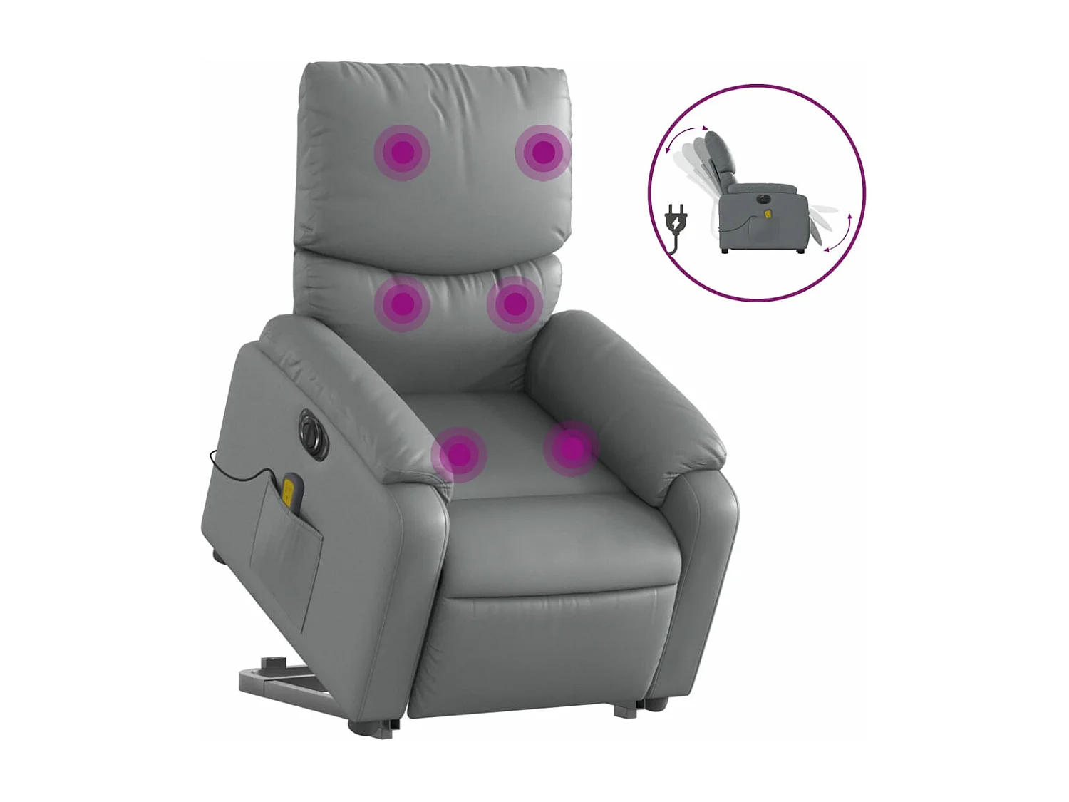 Fauteuil inclinable de massage électrique gris similicuir