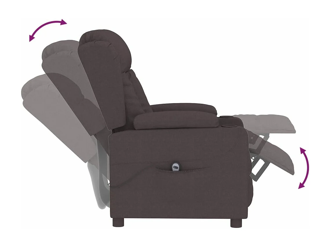 Sillón reclinable eléctrico tela marrón oscuro