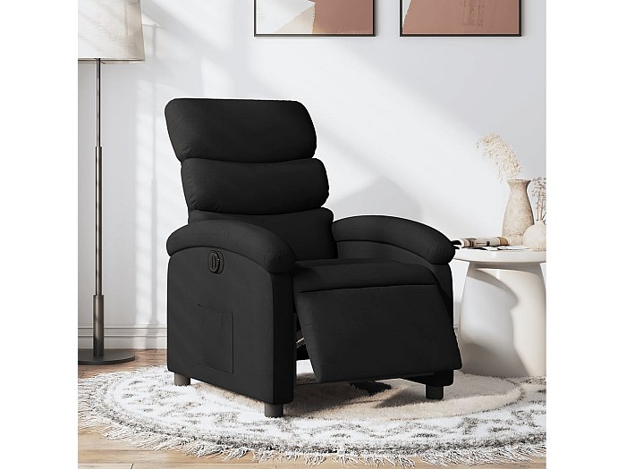 Poltrona Elettrica Reclinabile Nera in Tessuto