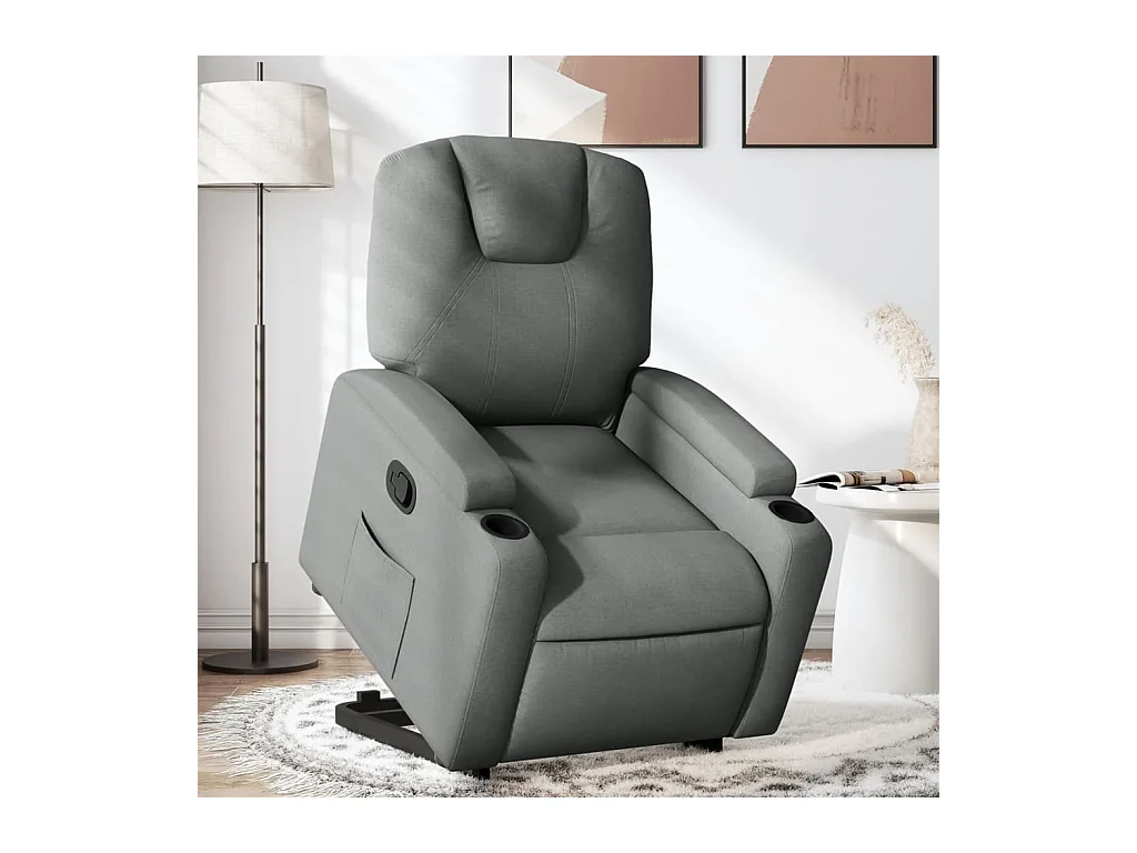 Relaxsessel mit Aufstehhilfe Dunkelgrau Stoff