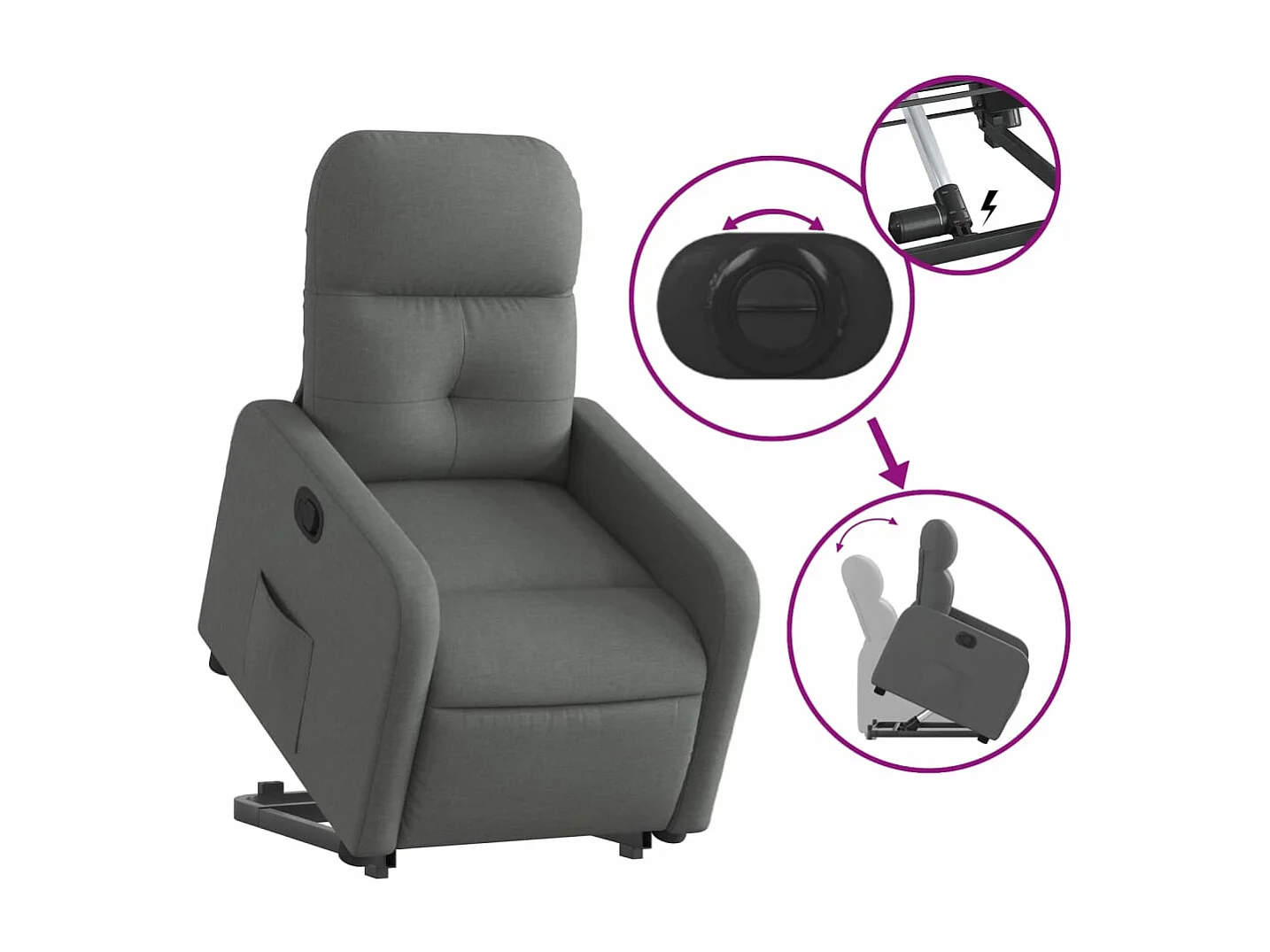 Fauteuil inclinable Gris foncé Tissu