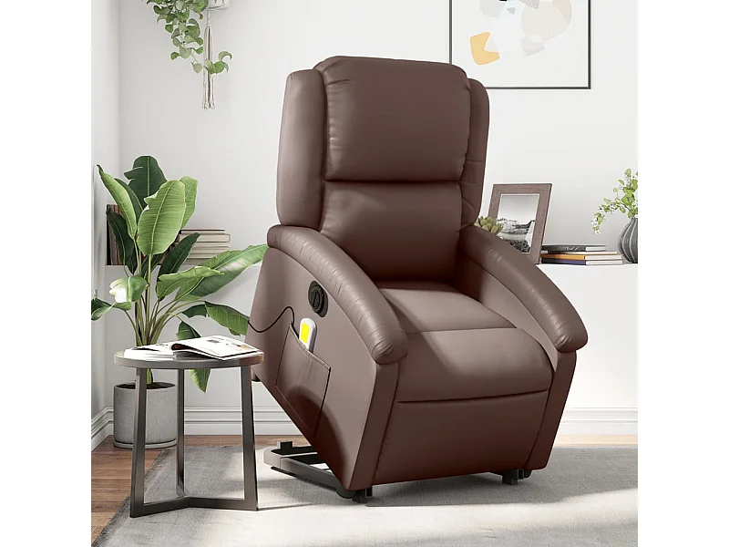 Fauteuil inclinable de massage électrique marron similicuir