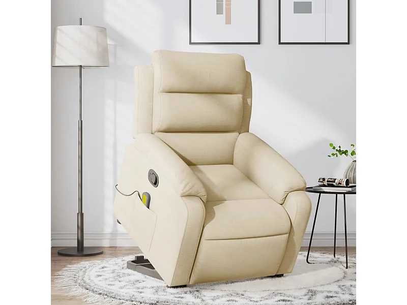 Fauteuil inclinable de massage Crème Tissu