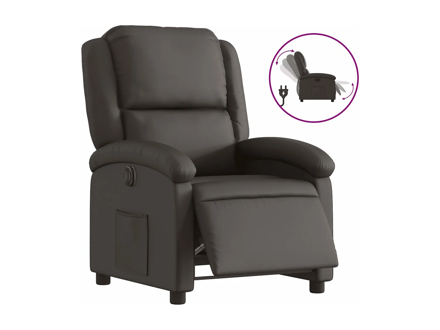 Fauteuil inclinable électrique marron foncé cuir véritable