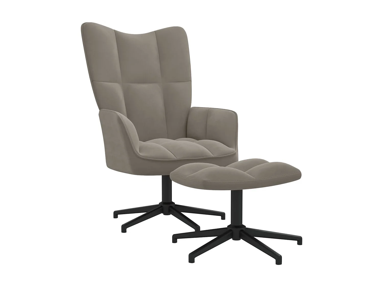 Sillón de relax con taburete de terciopelo gris claro