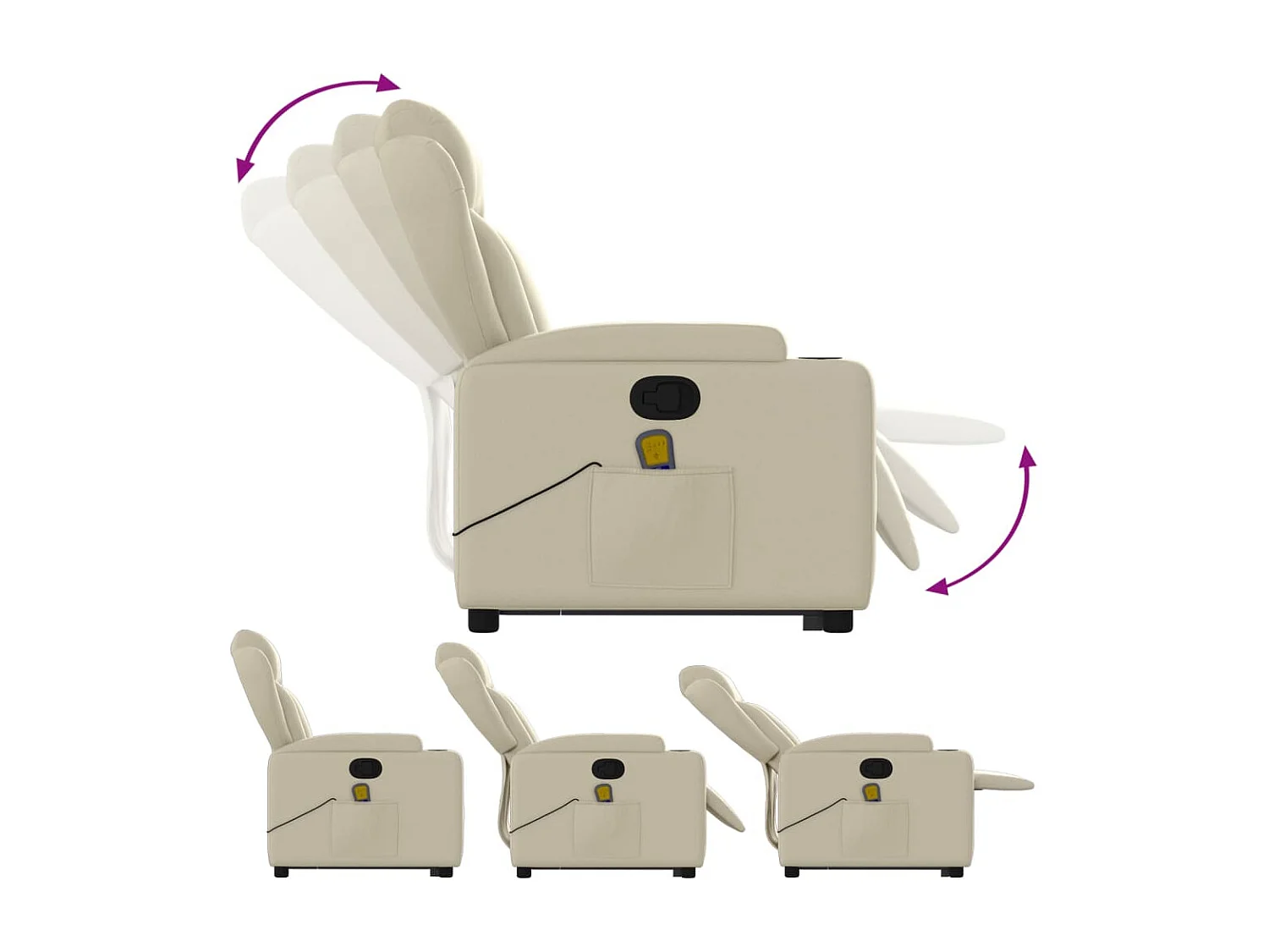 Fauteuil inclinable de massage Crème Similicuir