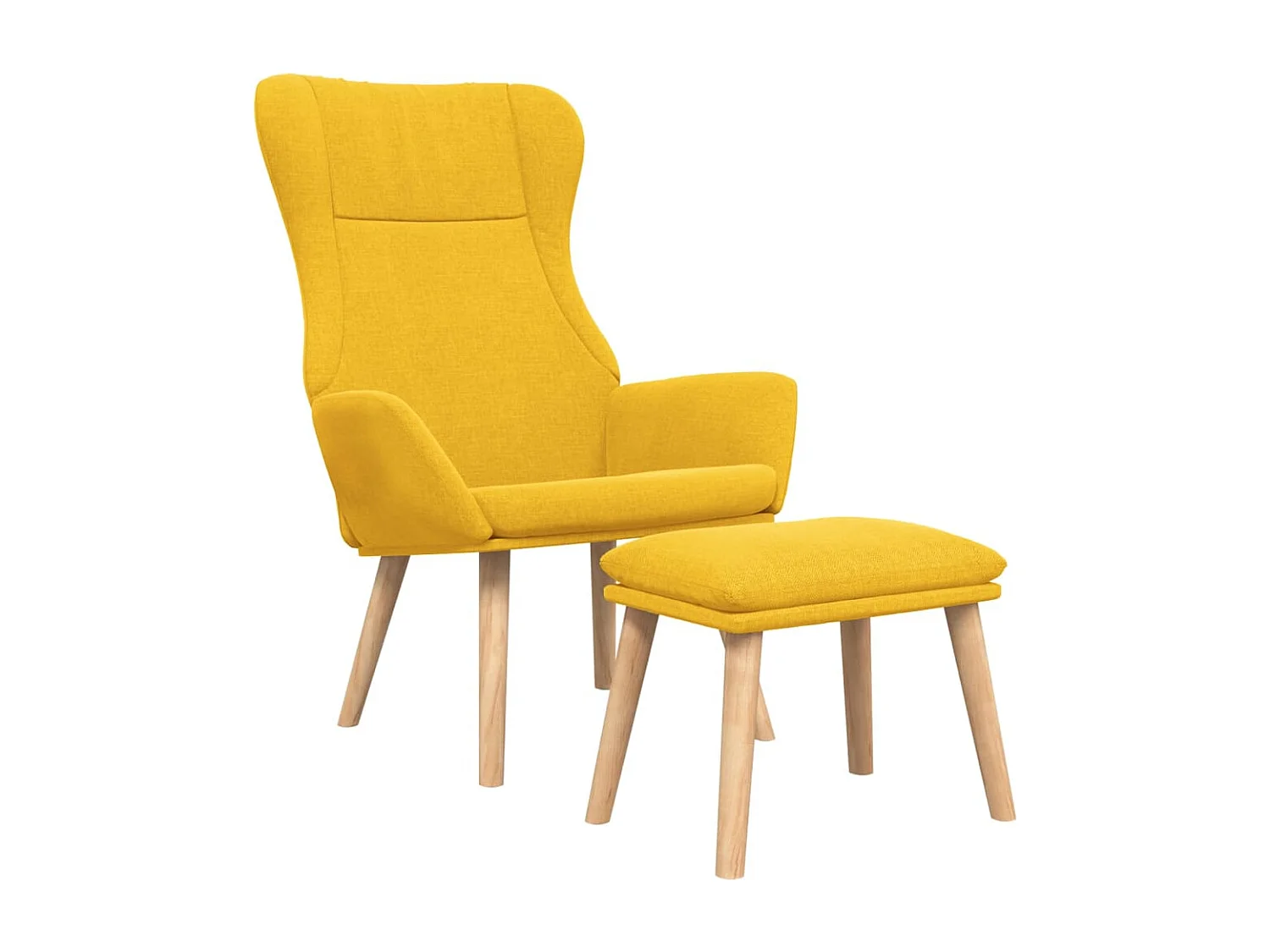 Chaise de relaxation avec repose-pied Jaune moutarde Tissu