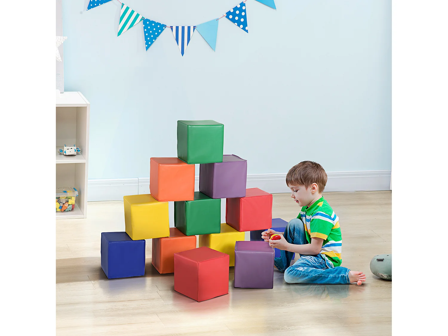 12 Blocs Cubes de Construction en Mousse - modules de motricité - Jouets éducatifs - Mousse EPE Revêtement synthétique Multicolore